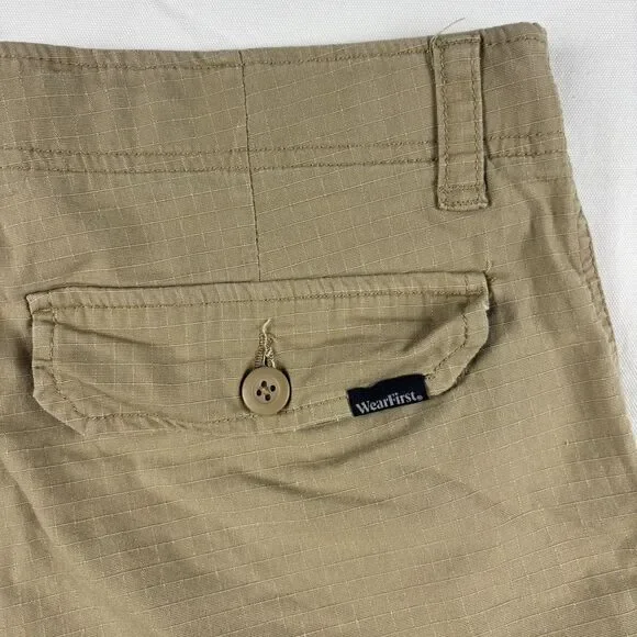 WearFirst Ripstop Cargo Shorts Men’s 34 Khaki Stretch Free Band Hiking Outdoors - Picture 8 of 11